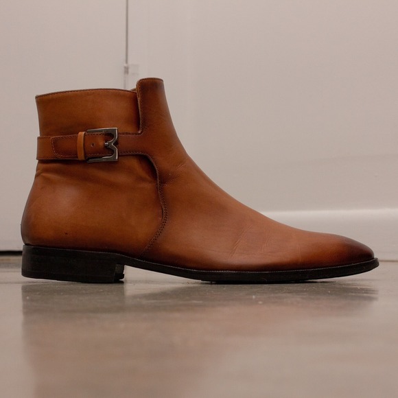495$ Bruno Magli Angiolini Hand-burnished‎ calfskin Zip Boots